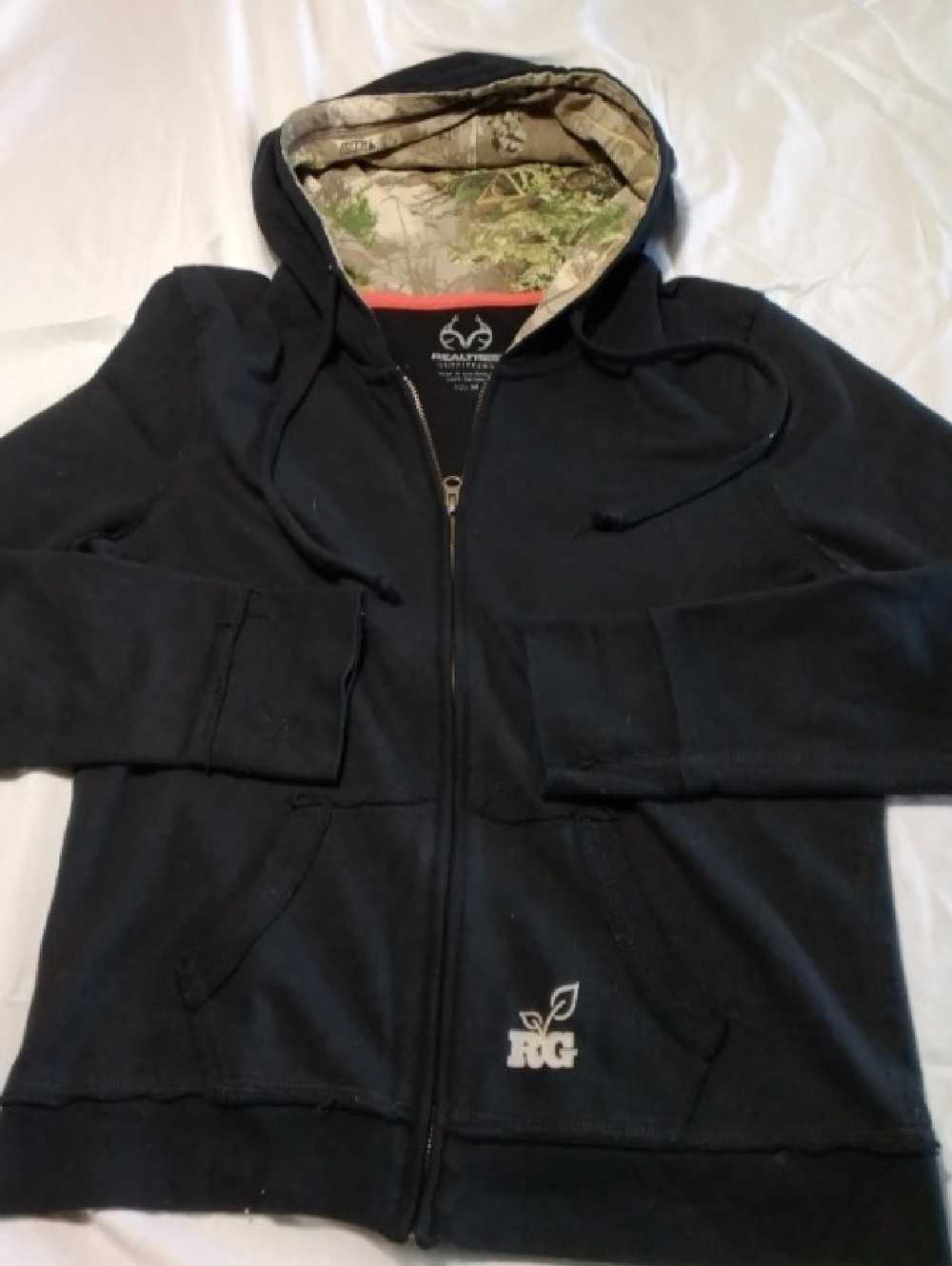 Realtree Black Zip Hoodie with Camo-Lined Hood , S/M , $16